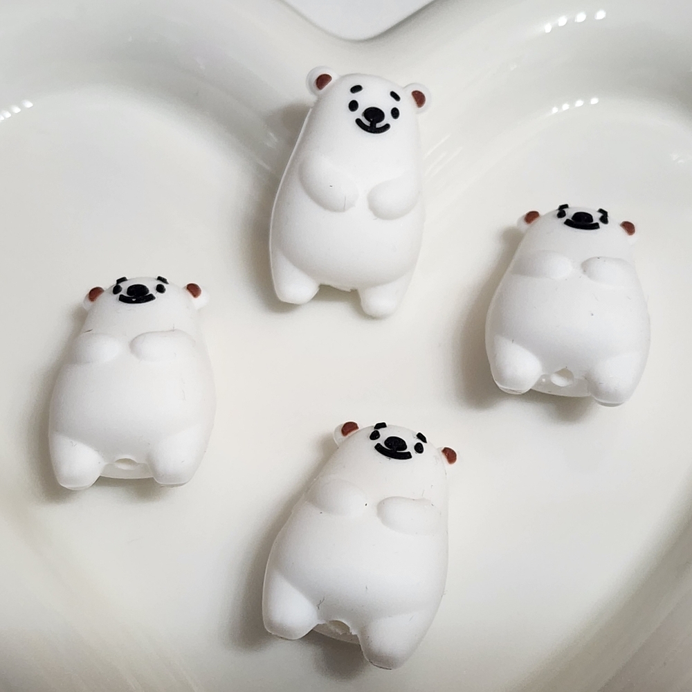 Bear Focal Beads Silicone 2 Pc Beaded Pen Crafts Badge Keychain Jewelry‎ Making